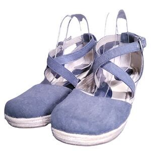 BOC Women's Bree Espadrille Wedge Sandals Size 8 Dark Blue Canvas